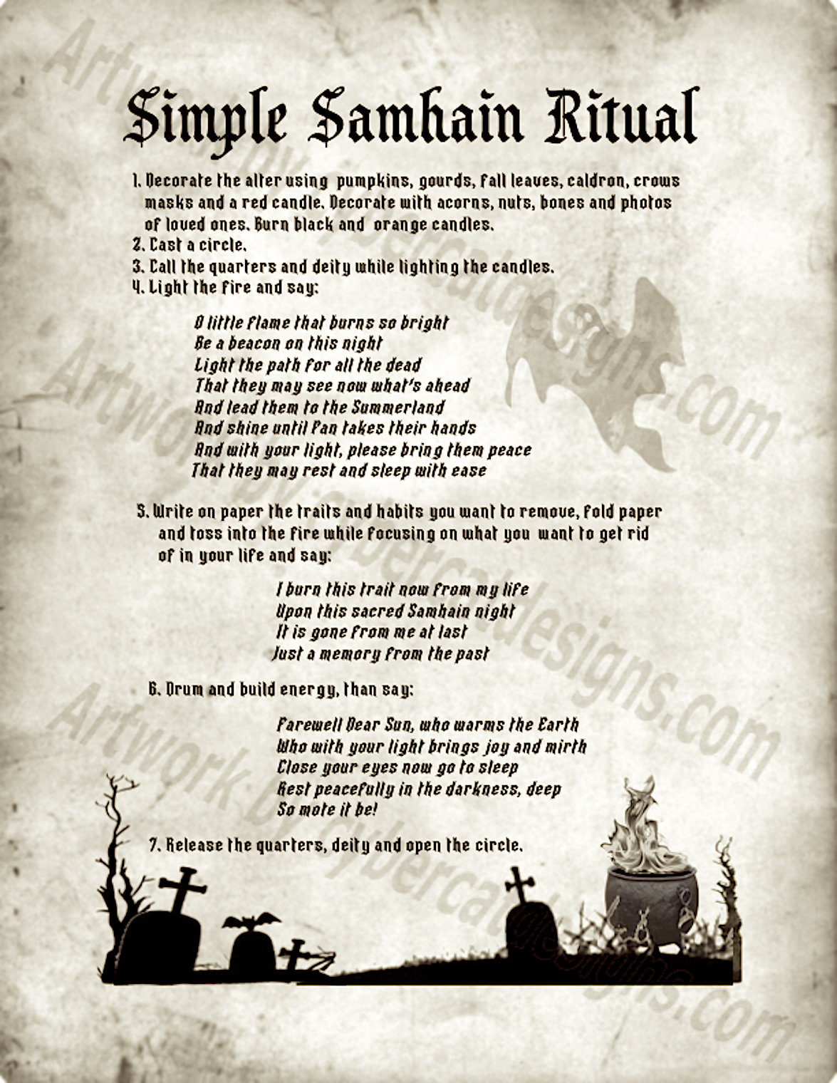 Shaodw Ritual Simple Samhain Ritual (Monochromatic) | Book of Shadows