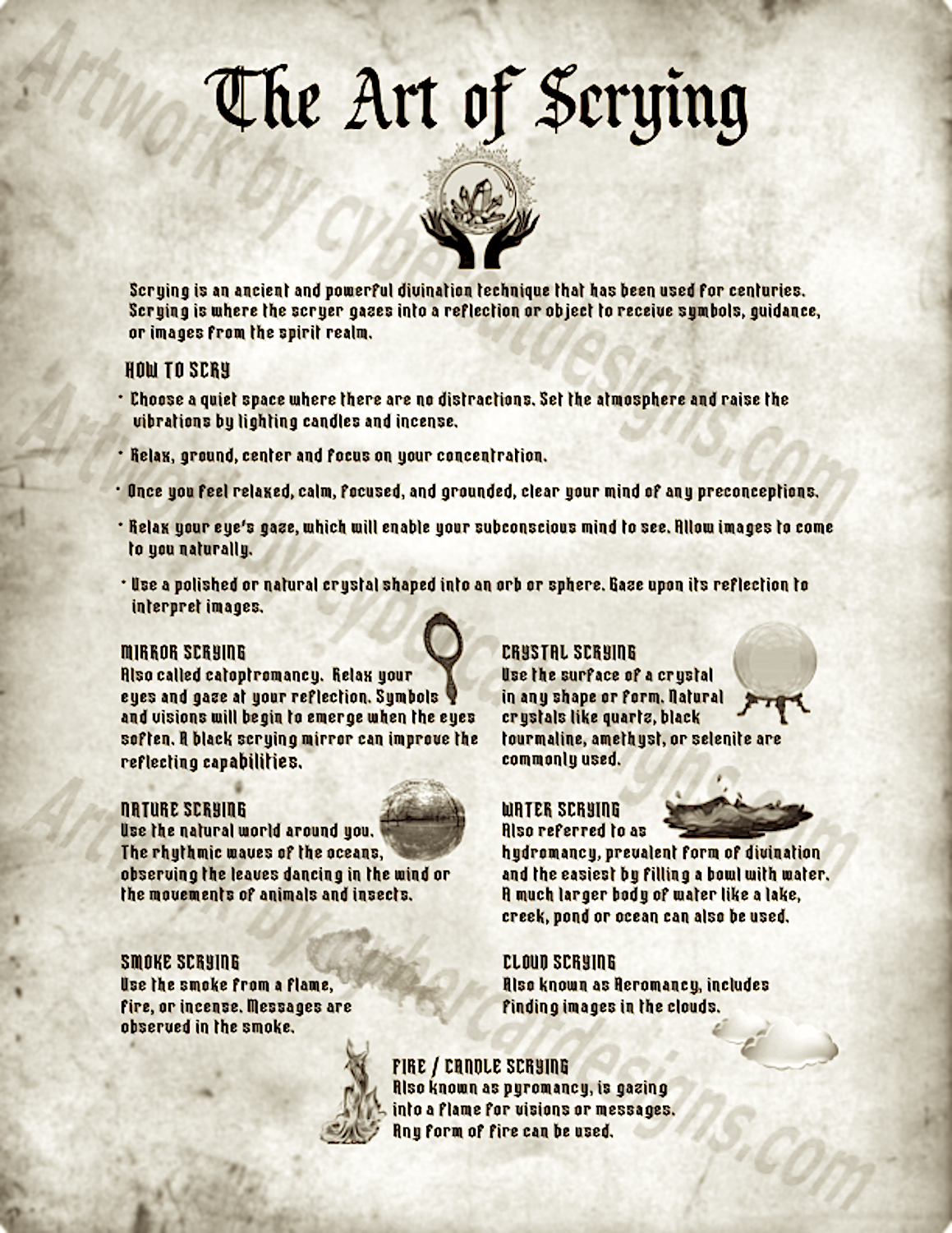 Water Scrying Script The Art of Scrying (Monochromatic) | Book of Shadows