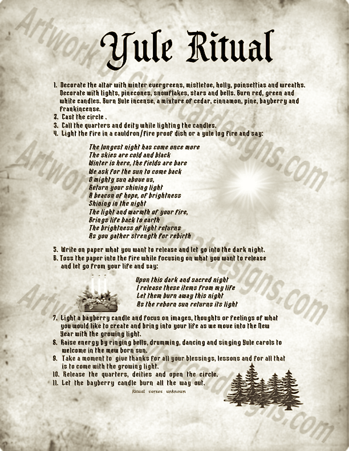 Dulduldul Ritual Pattern Yule Ritual III (Monochromatic) | Book of Shadows